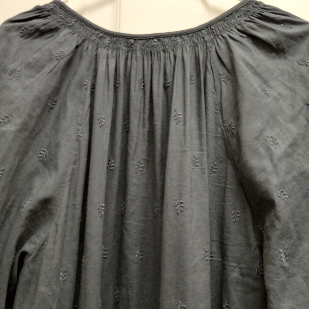 Old Navy Waist Defined Embroidered Midi Dress Gray Size XL Pockets Boho Peasant - Picture 8 of 16
